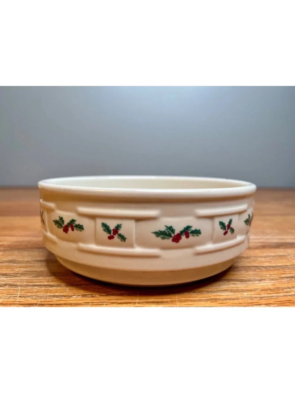 Set of 2 Longaberger Woven Traditions Holly Pattern Soup/Cereal Bowl 6